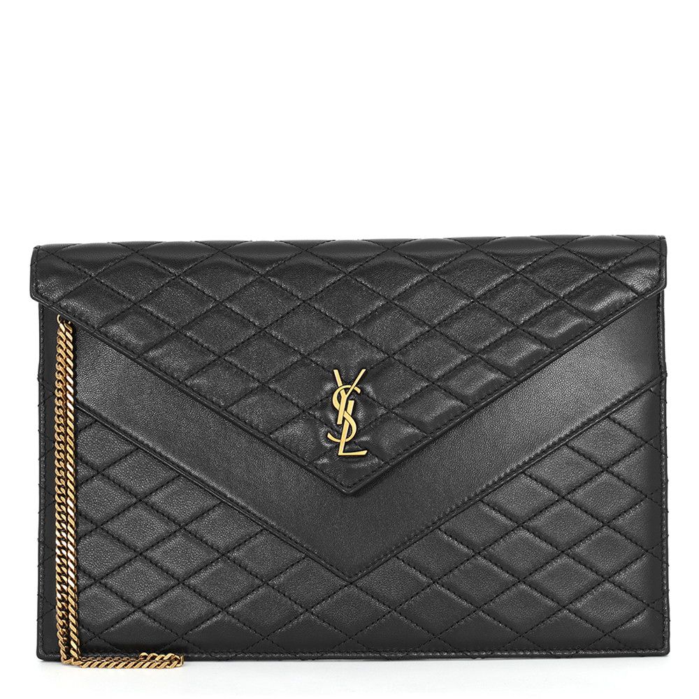 Saint Laurent Paris Clutch Gaby Lambskin Black