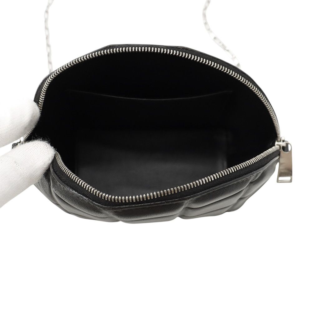 Bottega Veneta Chain Shoulder Bag Patted Half Moon Mini Leather Black — view 5