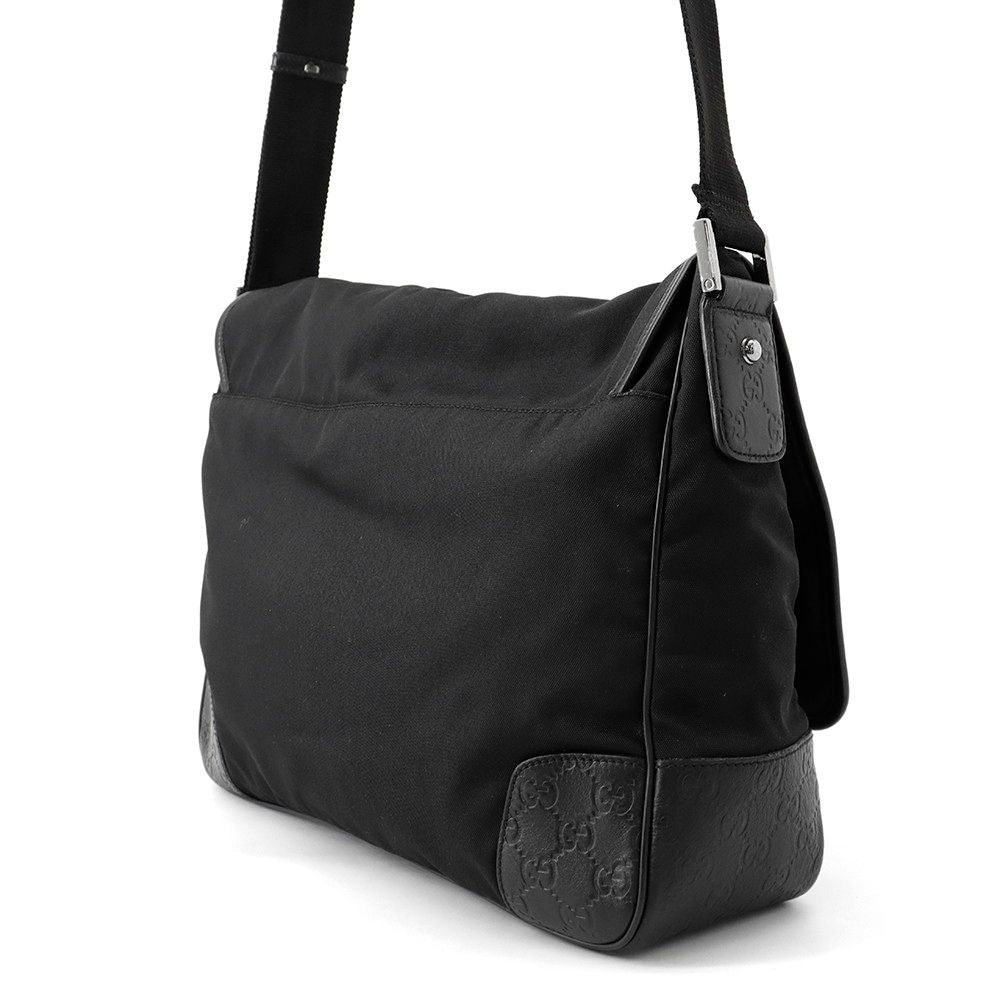 Gucci Shoulder Bag GG Embossed Nylon Leather Black — view 2