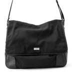 Gucci Shoulder Bag GG Embossed Nylon Leather Black
