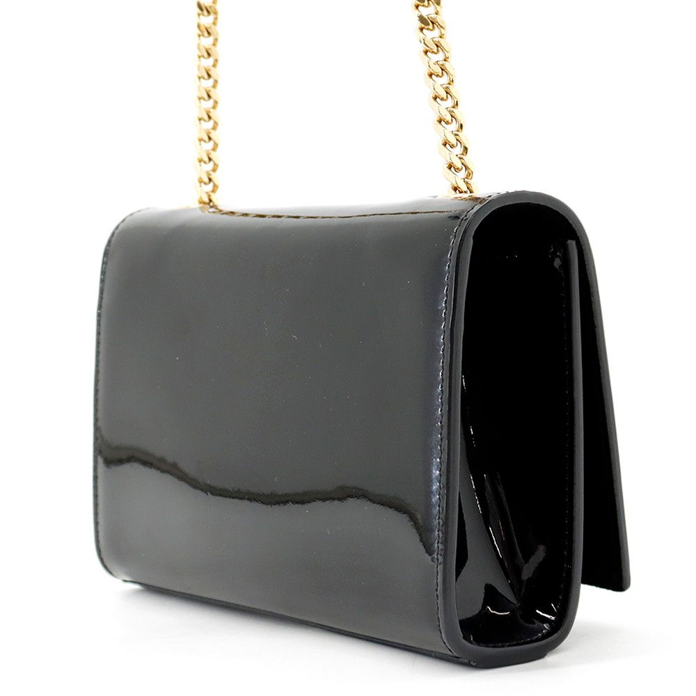 Saint Laurent Paris Chain Shoulder Bag Kate Monogram Patent Black — view 2