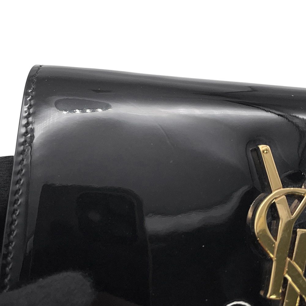 Saint Laurent Paris Chain Shoulder Bag Kate Monogram Patent Black — view 7