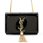 Saint Laurent Paris Chain Shoulder Bag Kate Monogram Patent Black