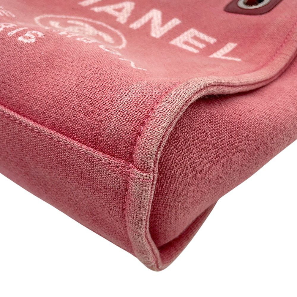 Chanel Tote Bag Deauville Line PM CC Logo Canvas Leather Chain — view 6