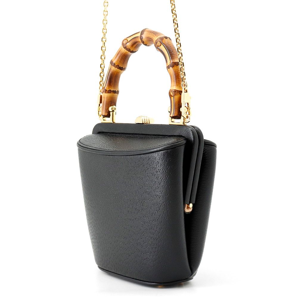 Gucci Bamboo Leather 2-Way Chain Shoulder Bag Black — view 2