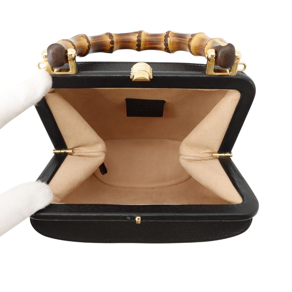 Gucci Bamboo Leather 2-Way Chain Shoulder Bag Black — view 6