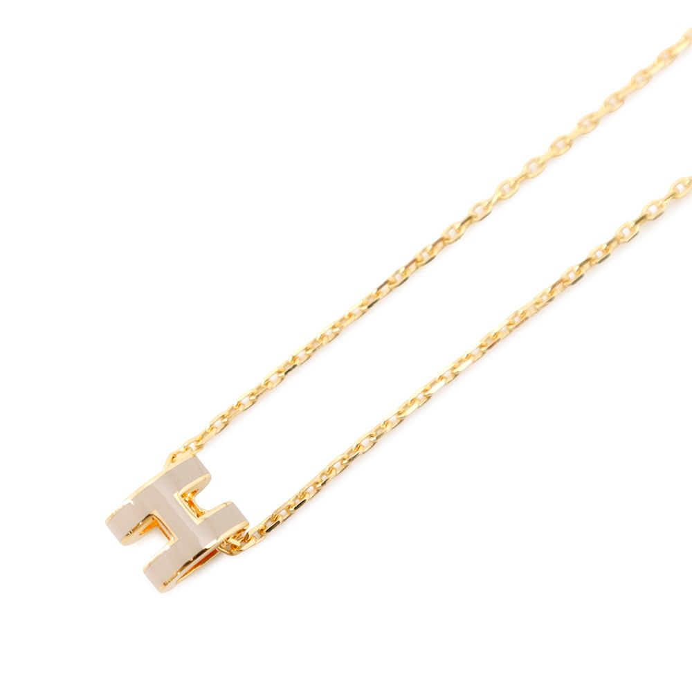 Hermes Necklace Mini Pop H Brown Glasse Gold