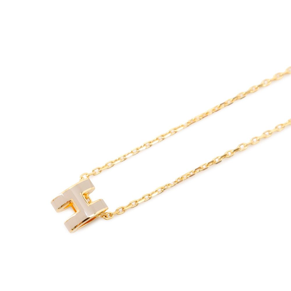 Hermes Necklace Mini Pop H Brown Glasse Gold — view 3