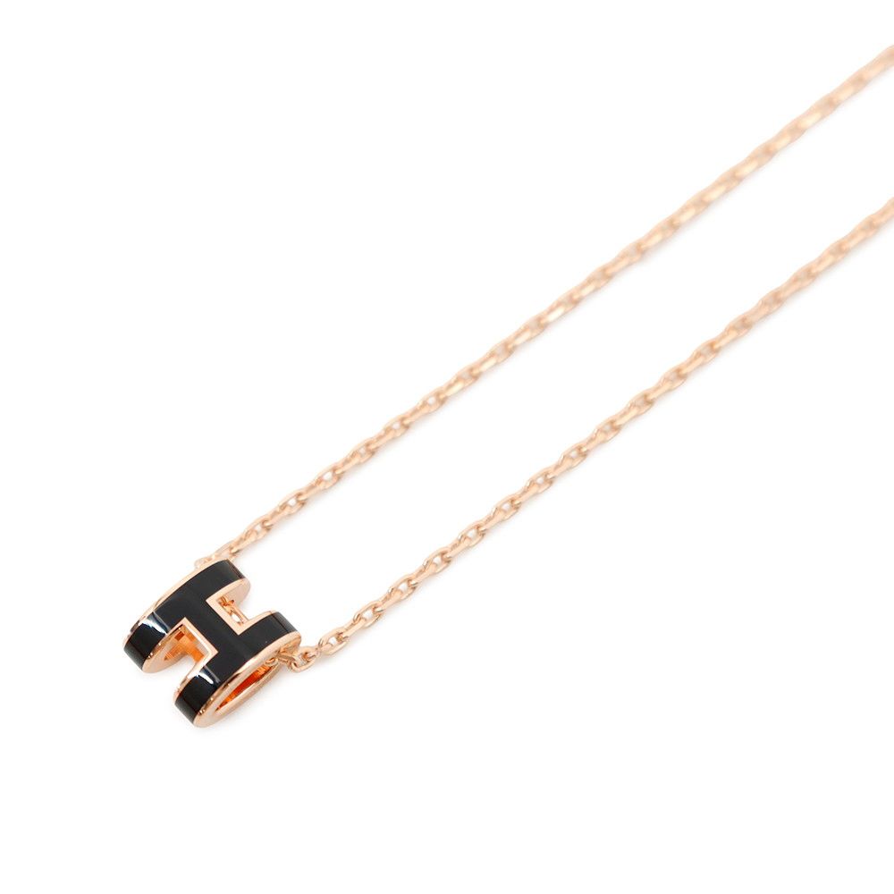 Hermes Necklace Mini Pop H Black Pink Gold — view 3