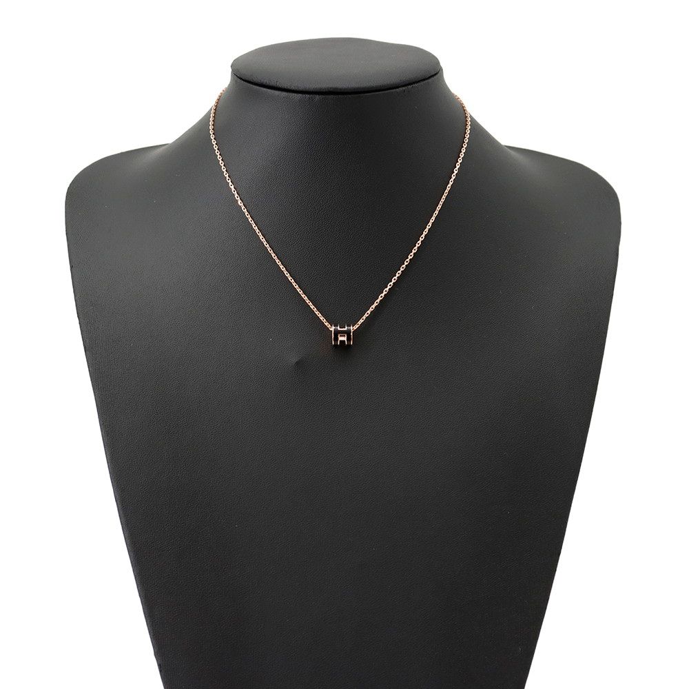 Hermes Necklace Mini Pop H Black Pink Gold — view 4