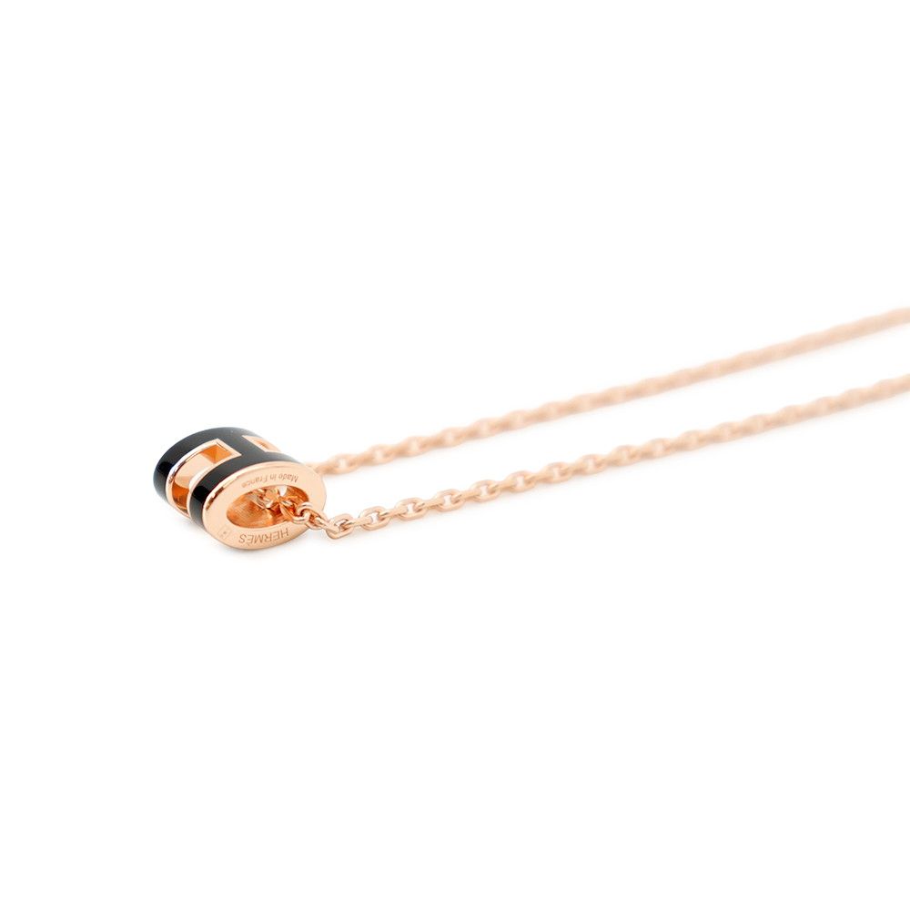 Hermes Necklace Mini Pop H Black Pink Gold — view 2