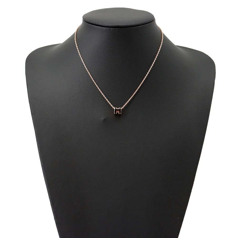 Hermes Necklace Mini Pop H Black Pink Gold — view 4