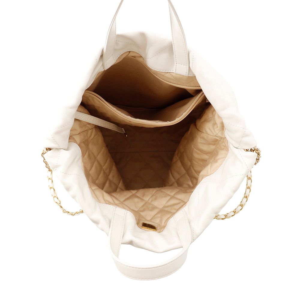 Chanel Backpack Chanel 22 Large Shiny Calfskin White — view 5