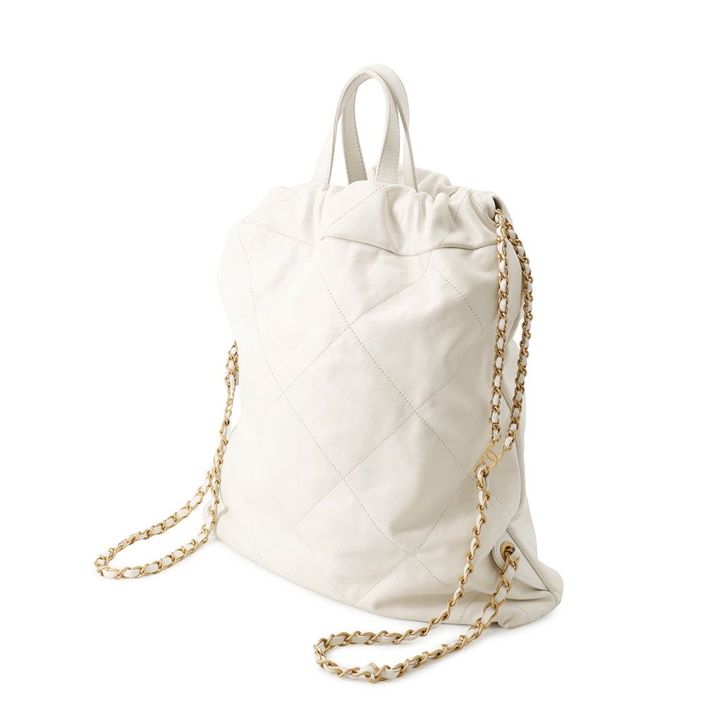 Chanel Backpack Chanel 22 Large Shiny Calfskin White — view 2