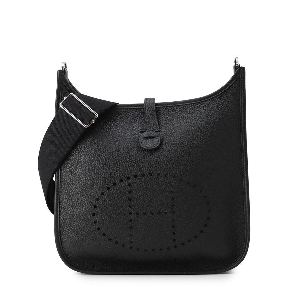 Hermes Shoulder Bag Evelyne 3 PM Black Silver Taurillon Clemence