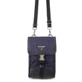 Prada Shoulder Bag Triangle Logo Canvas Leather