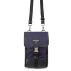 Prada Shoulder Bag Triangle Logo Canvas Leather