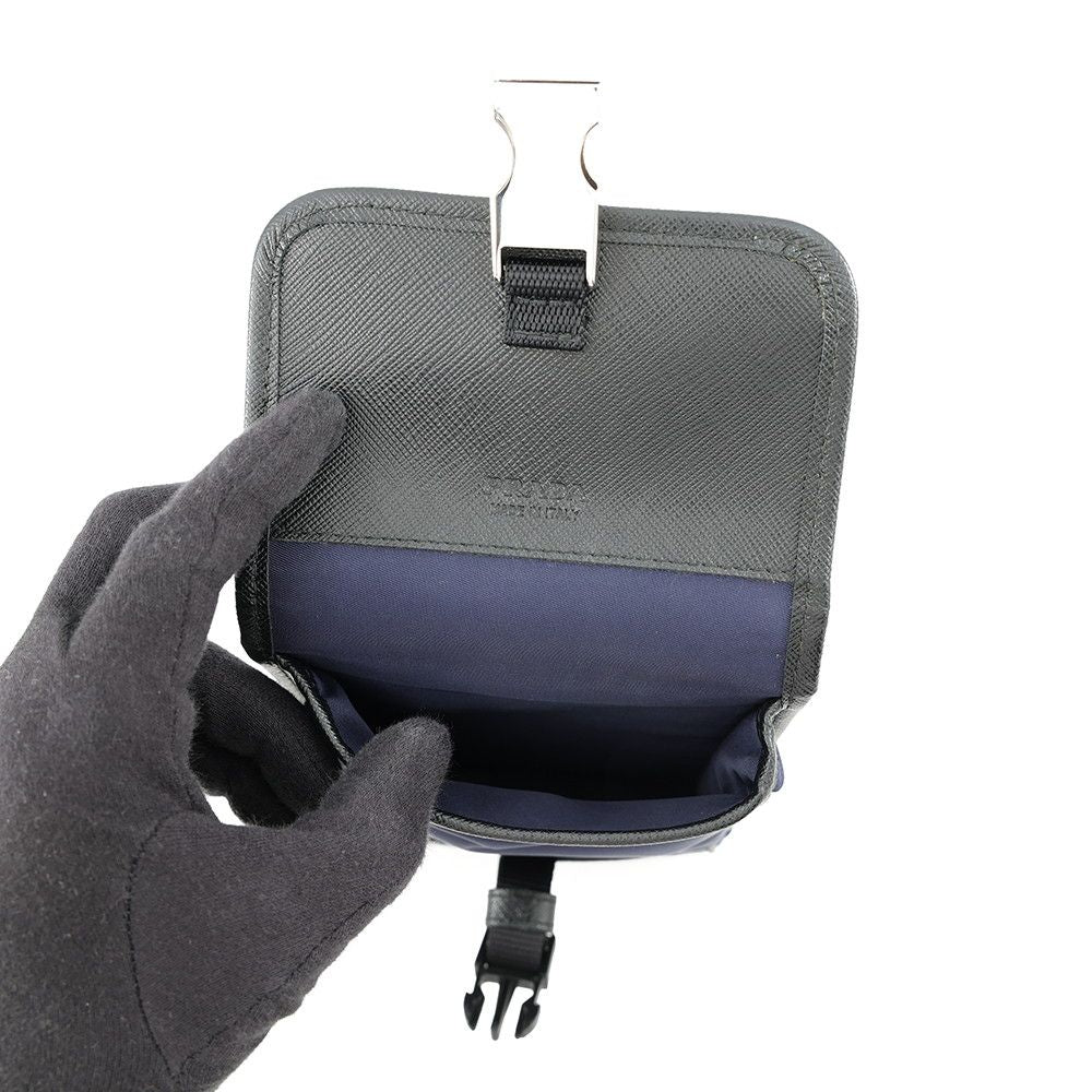 Prada Shoulder Bag Triangle Logo Canvas Leather — view 5