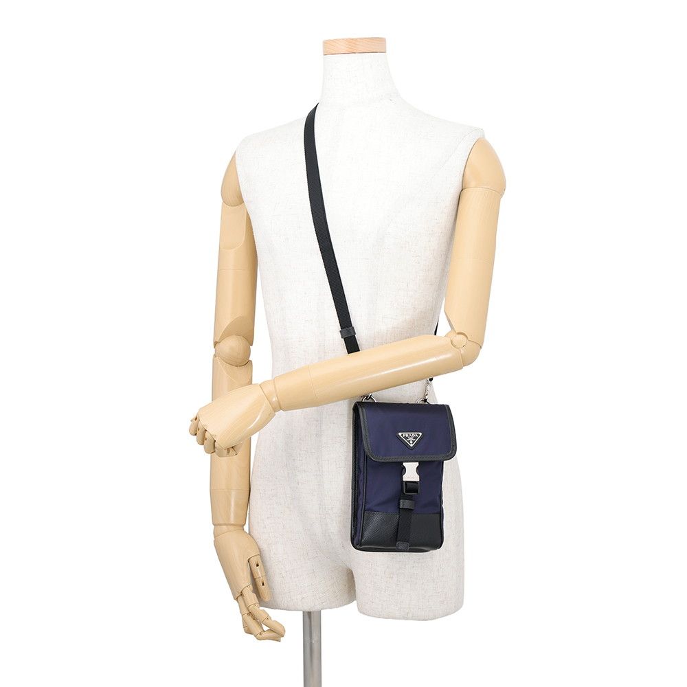 Prada Shoulder Bag Triangle Logo Canvas Leather — view 4