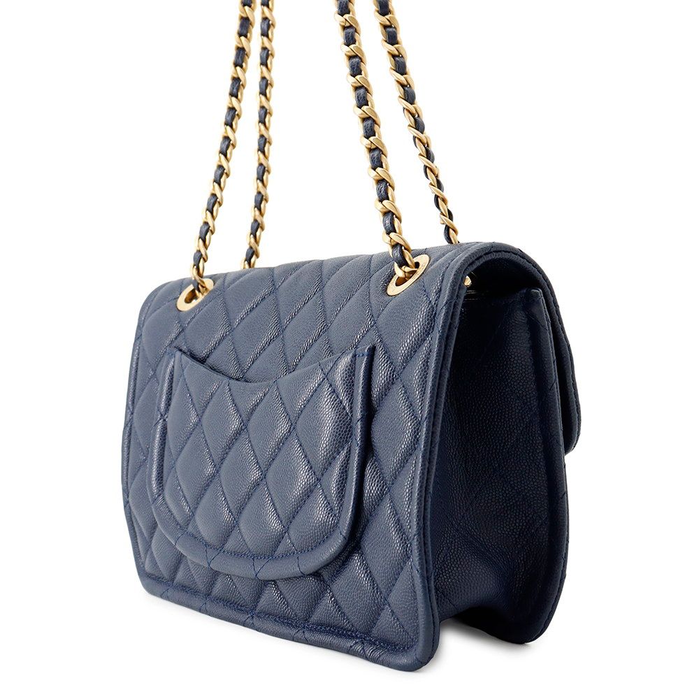 Chanel Chain Shoulder Bag Quilted CC Logo Caviar Leather Double — view 2