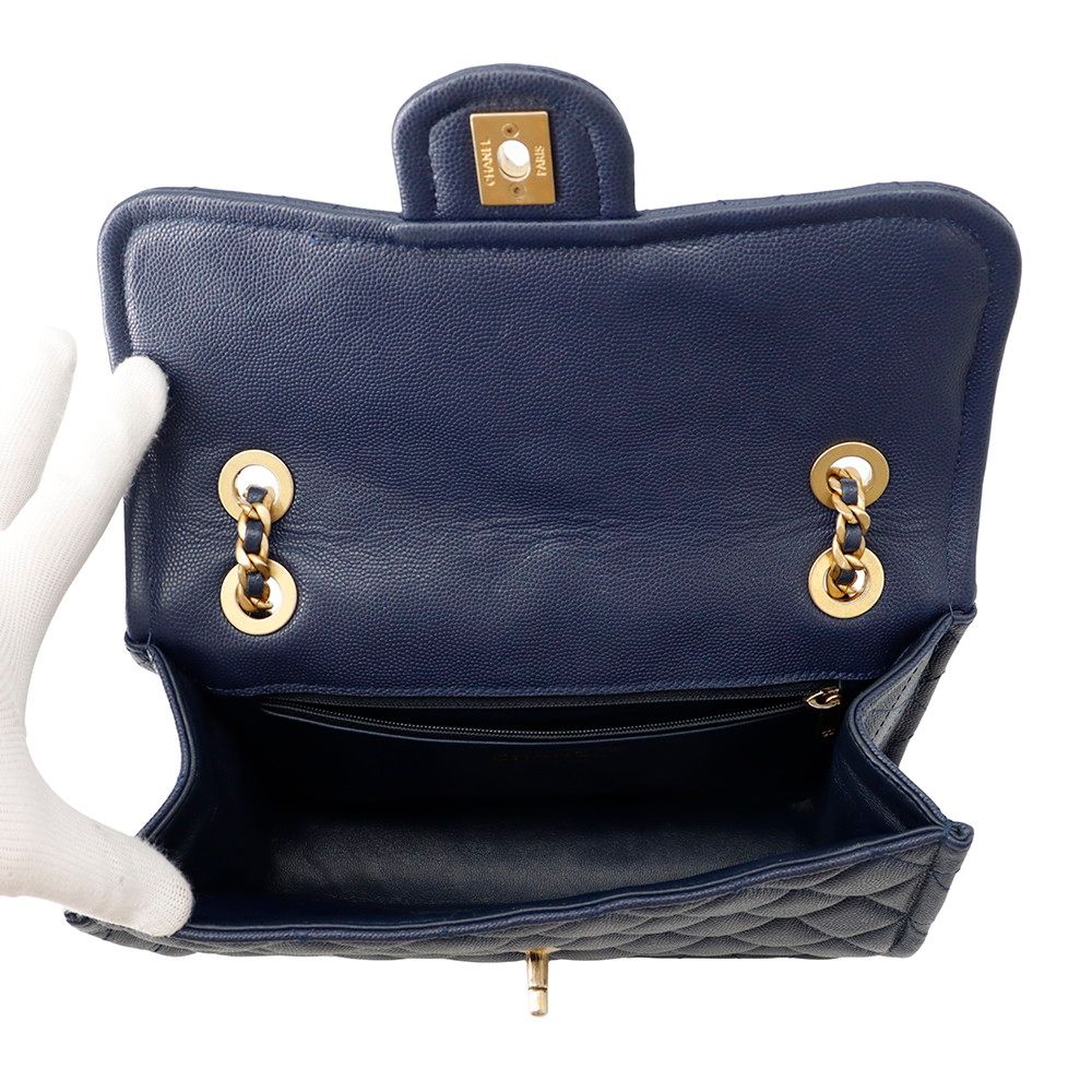 Chanel Chain Shoulder Bag Quilted CC Logo Caviar Leather Double — view 6
