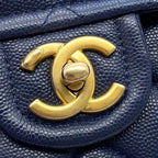 Chanel Chain Shoulder Bag Quilted CC Logo Caviar Leather Double — view 8