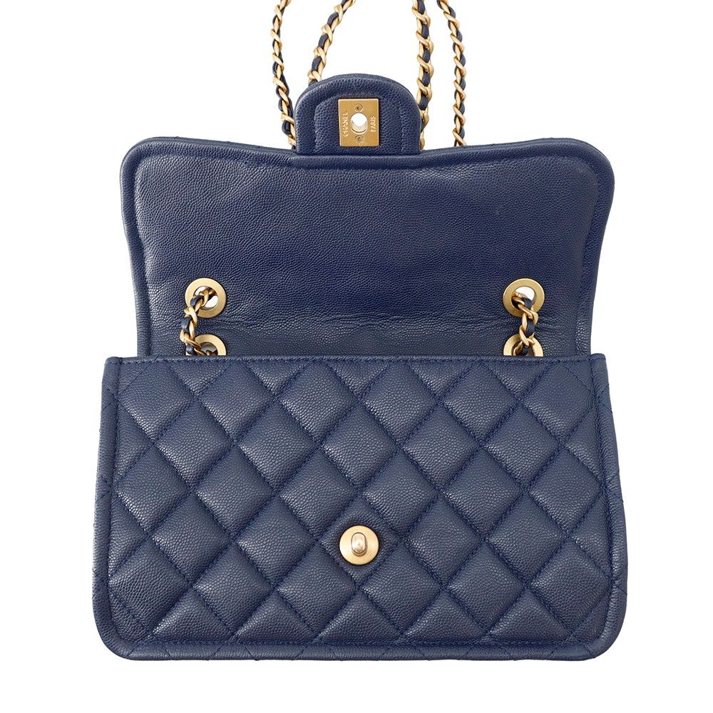 Chanel Chain Shoulder Bag Quilted CC Logo Caviar Leather Double — view 7