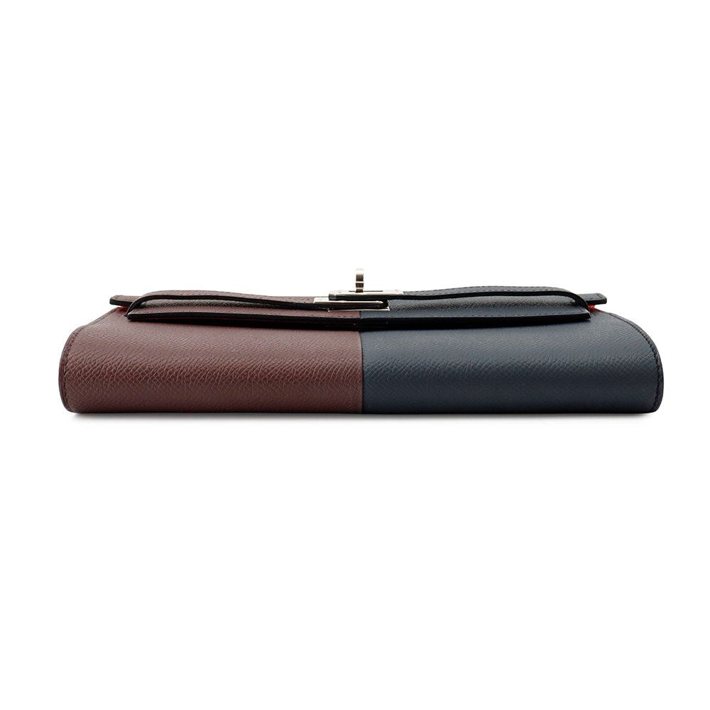 Hermes Wallet Kelly Long to Go Casaque Blue Indigo Rouge Sellier Rose Texas — view 3