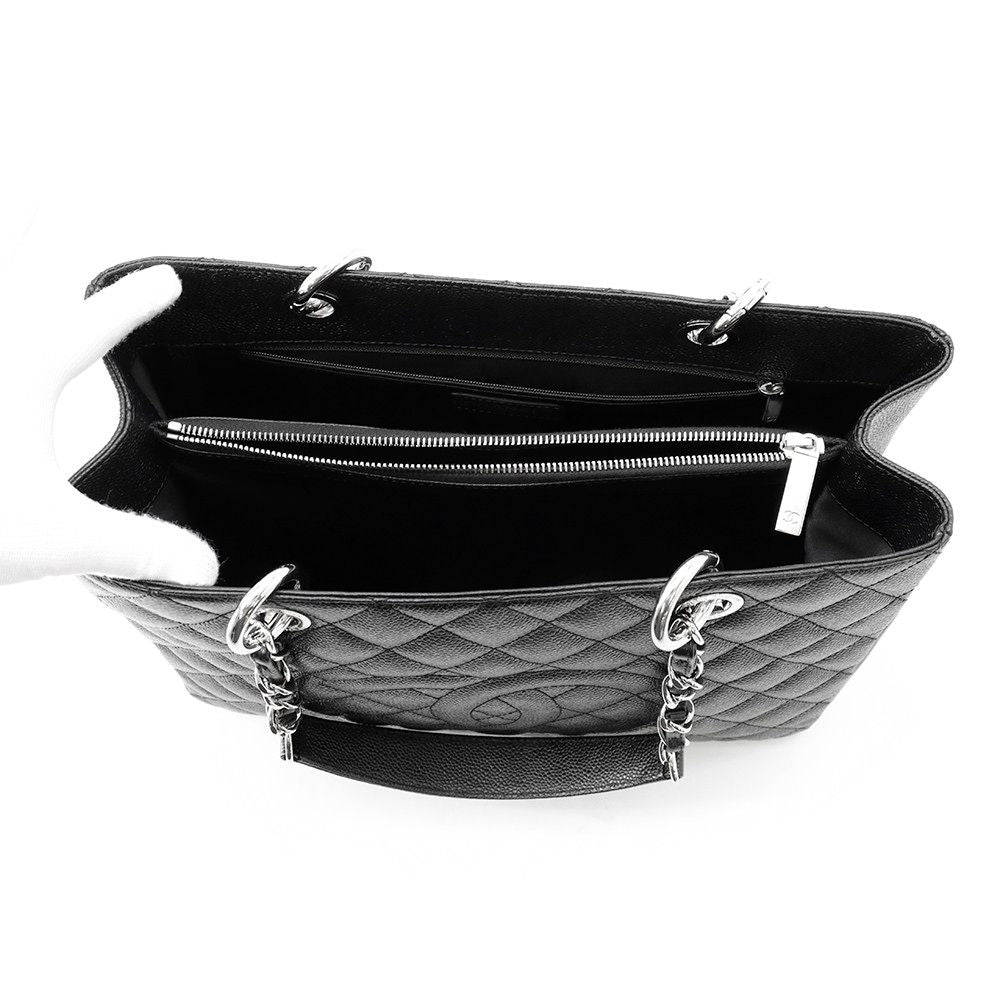 Chanel Chain Tote Bag CC Logo Quilted Grand Shopping GST Caviar Leather Shoulder — view 5