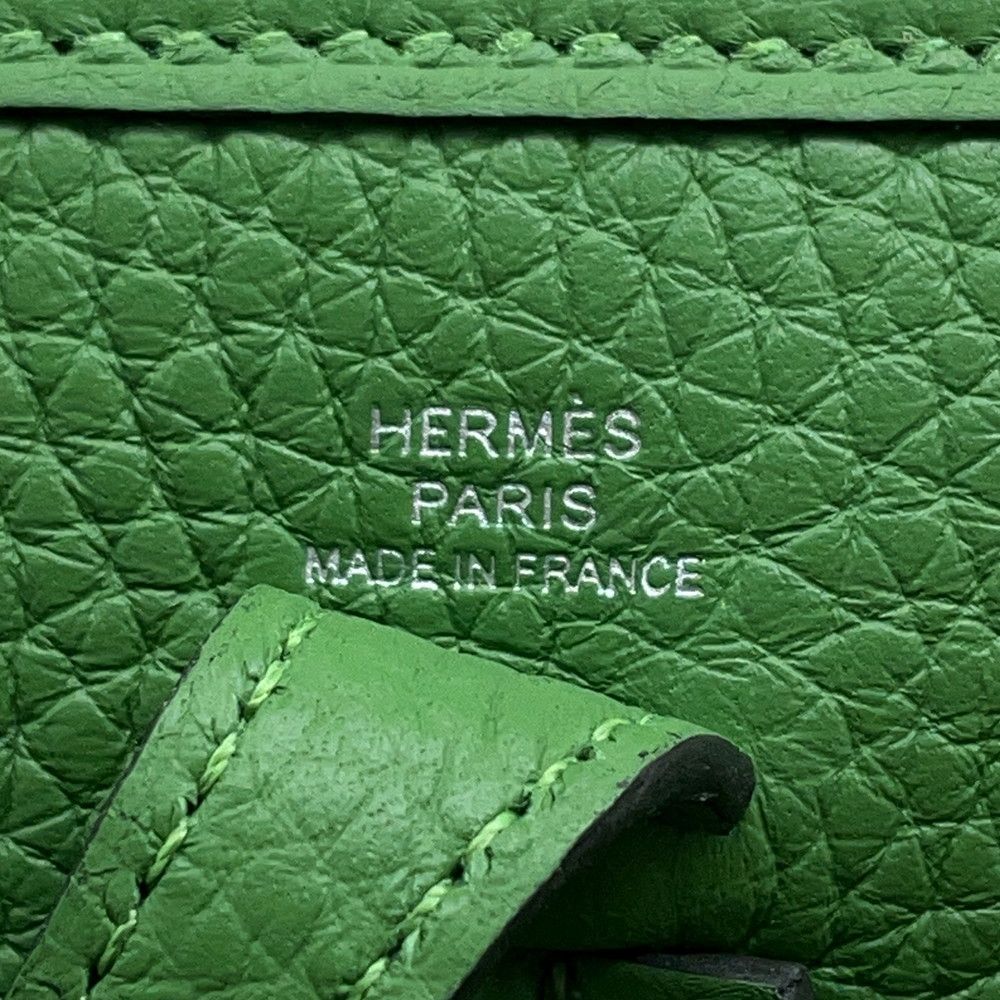 Hermes Shoulder Bag Evelyne TPM 111 Amazon Vert Yucca Silver Taurillon Clemence — view 7