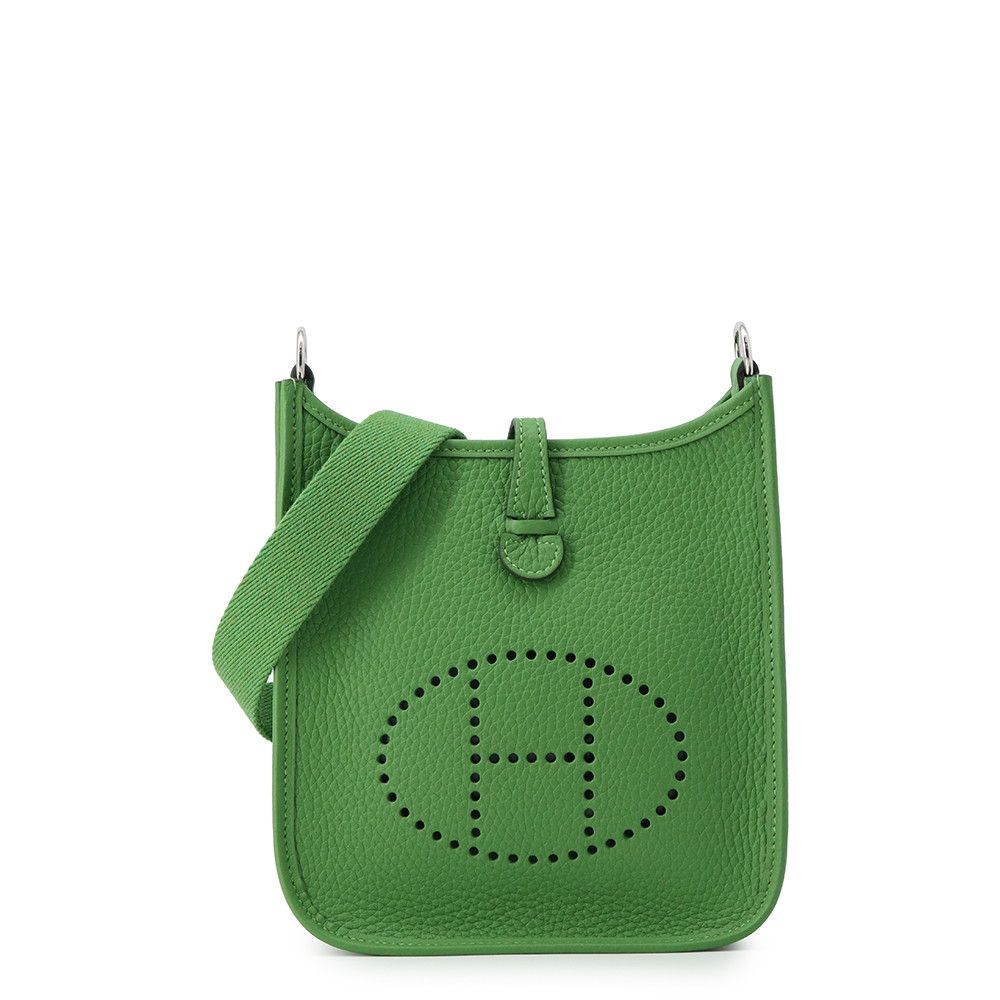 Hermes Shoulder Bag Evelyne TPM 111 Amazon Vert Yucca Silver Taurillon Clemence