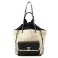 Chanel Tote Coco Neige Quilted CC Logo Fleece Drawstring Shearling Nylon 2-Way