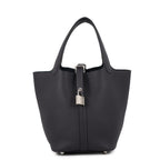 Hermes Handbag Picotin Lock PM Canvas Silver Taurillon Clemence