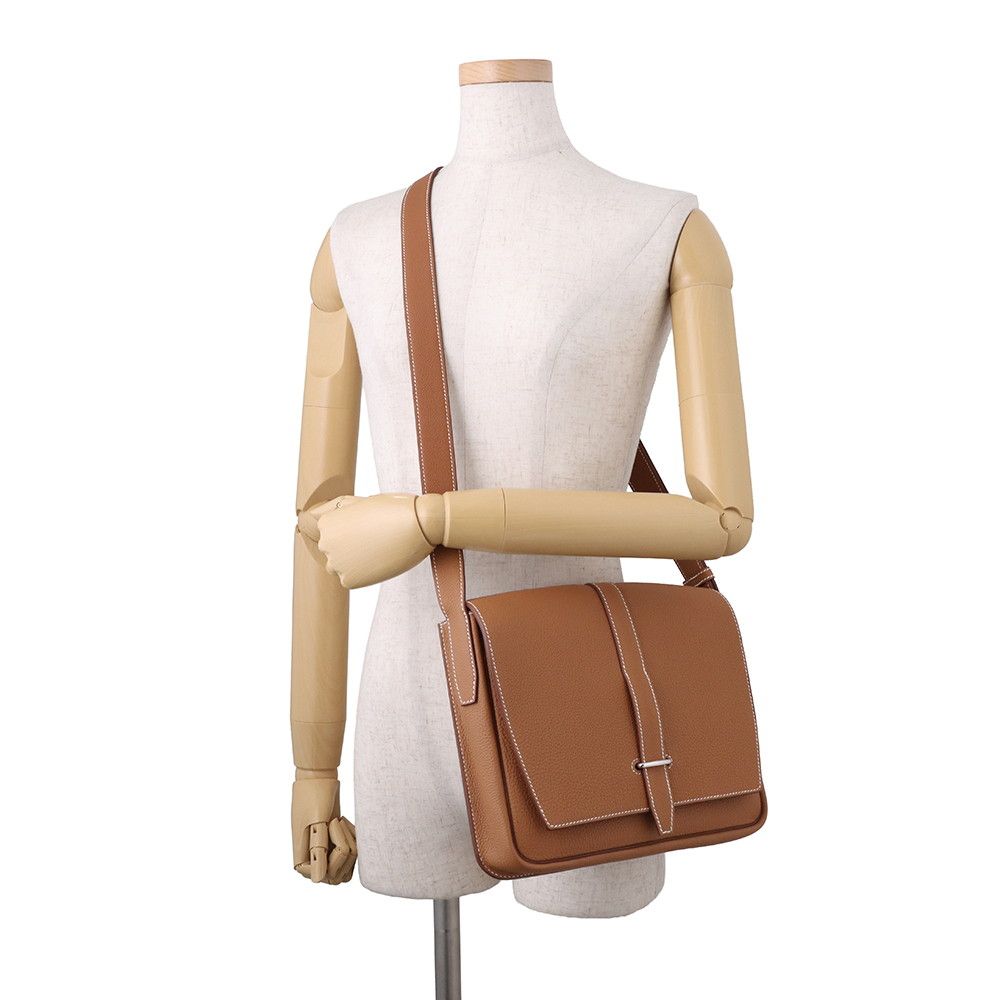Hermes Shoulder Bag Steve Wright Junior Gold Silver Togo — view 4