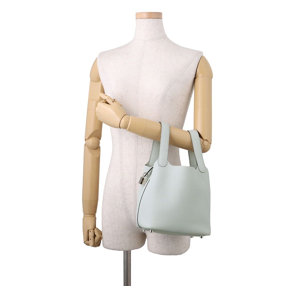 Hermes Handbag Picotin Lock PM Blue Pale Silver Taurillon Clemence — view 4
