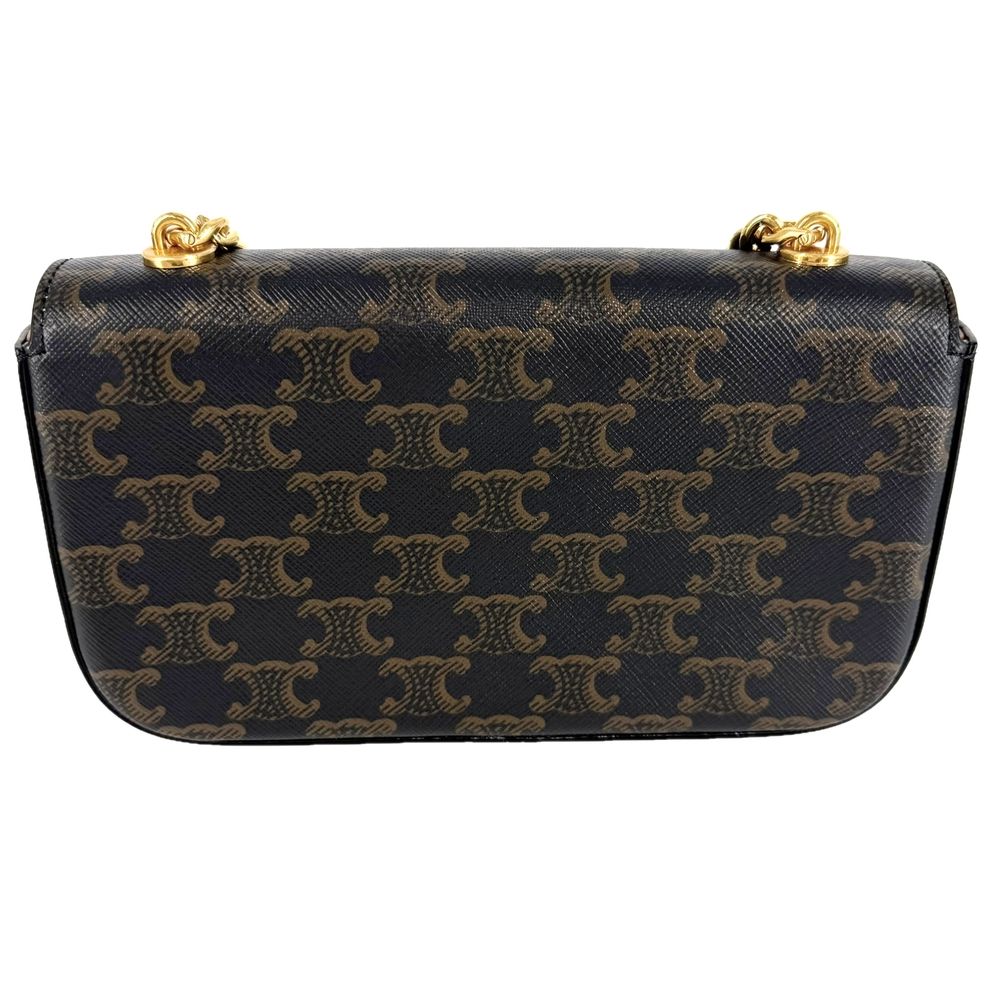 Celine Shoulder Bag Triomphe Chain Brown Gold — view 2