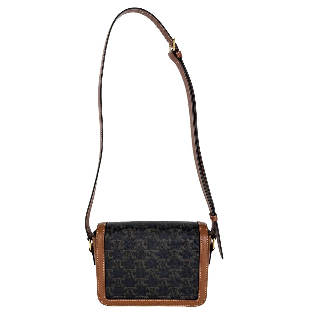 Celine Shoulder Bag Teen Triomphe Crossbody Leather Brown Gold — view 2