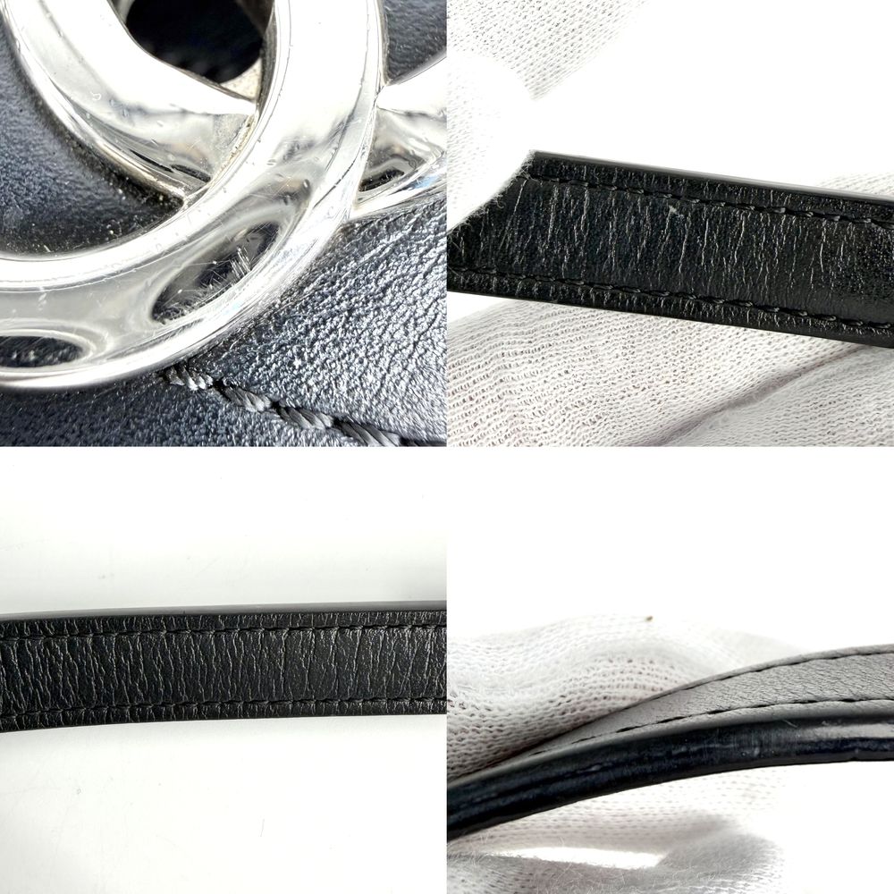 Chanel 2-Way Quilted CC Logo Chain Shoulder Bag Crossbody Leather Black Silver — view 8