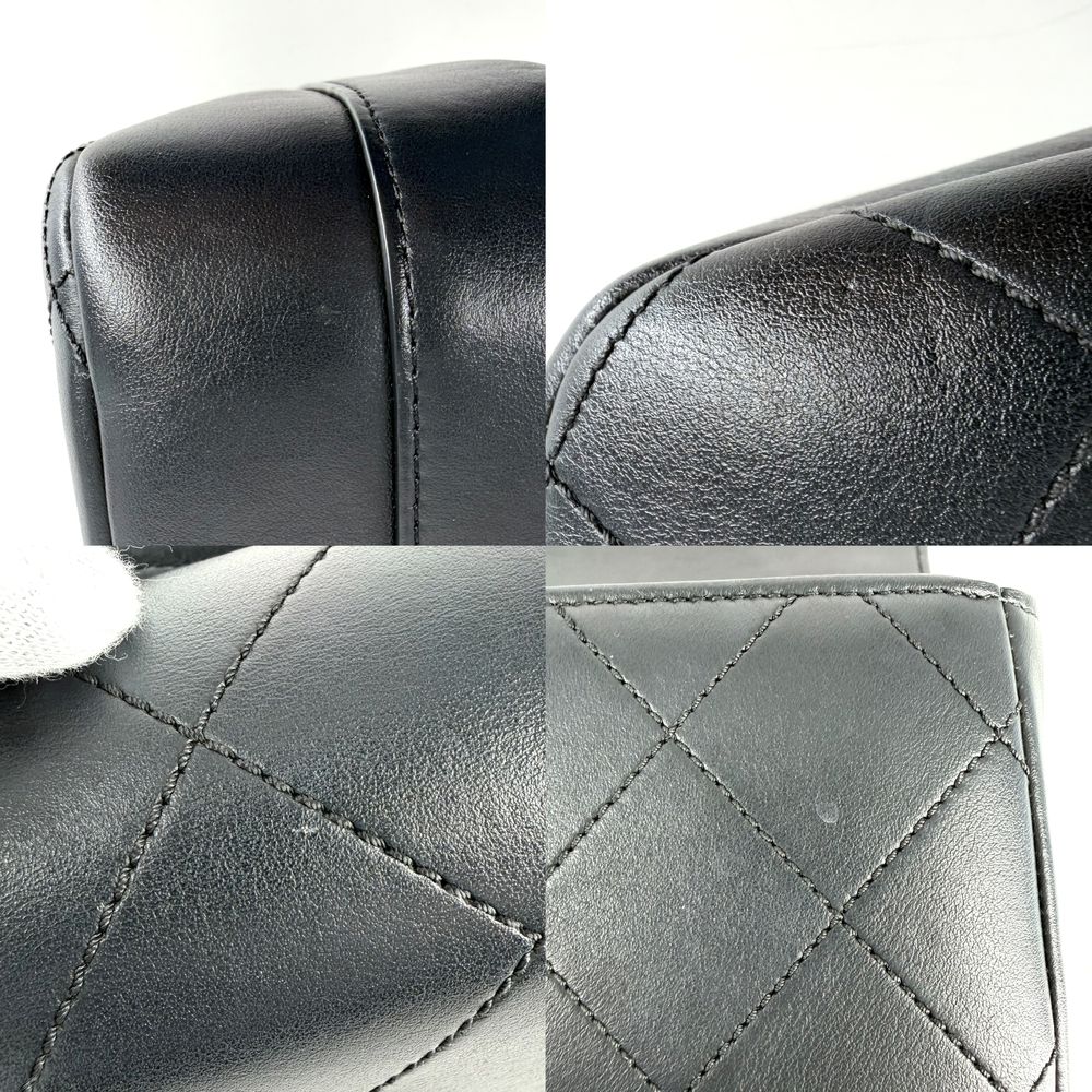 Chanel 2-Way Quilted CC Logo Chain Shoulder Bag Crossbody Leather Black Silver — view 6