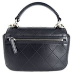 Chanel 2-Way Quilted CC Logo Chain Shoulder Bag Crossbody Leather Black Silver — view 2