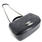 Chanel 2-Way Quilted CC Logo Chain Shoulder Bag Crossbody Leather Black Silver — view 3