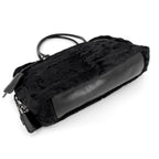 Prada Handbag Triangle Logo Faux Fur Black Silver — view 3