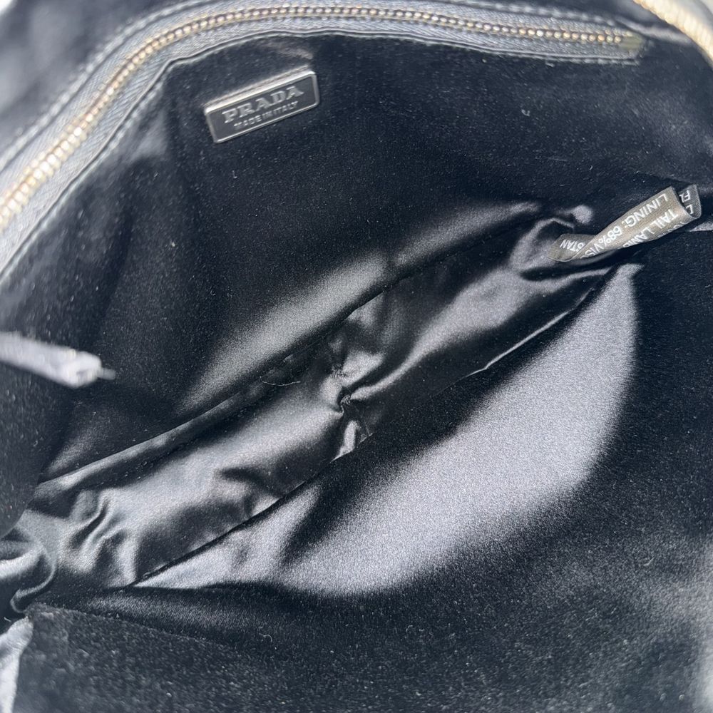 Prada Handbag Triangle Logo Faux Fur Black Silver — view 4