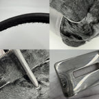 Prada Handbag Triangle Logo Faux Fur Black Silver — view 7