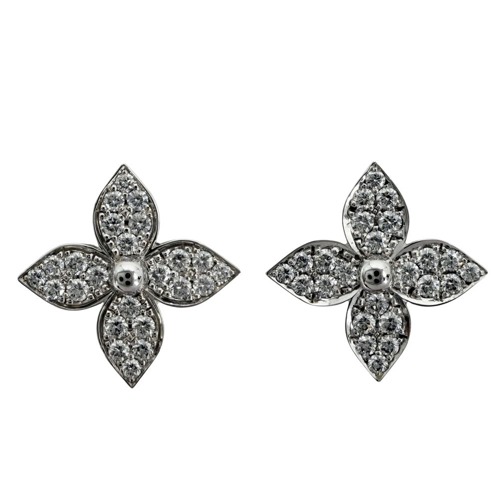 Louis Vuitton Earrings Star Blossom WG 18k White Gold Diamond