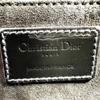 Dior 2-Way Cannage Lady Medium Shoulder Bag Crossbody Patent Calfskin Black Gold — view 5