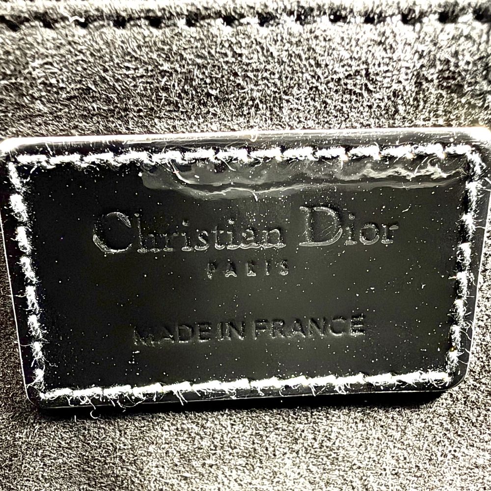 Dior 2-Way Cannage Lady Medium Shoulder Bag Crossbody Patent Calfskin Black Gold — view 5