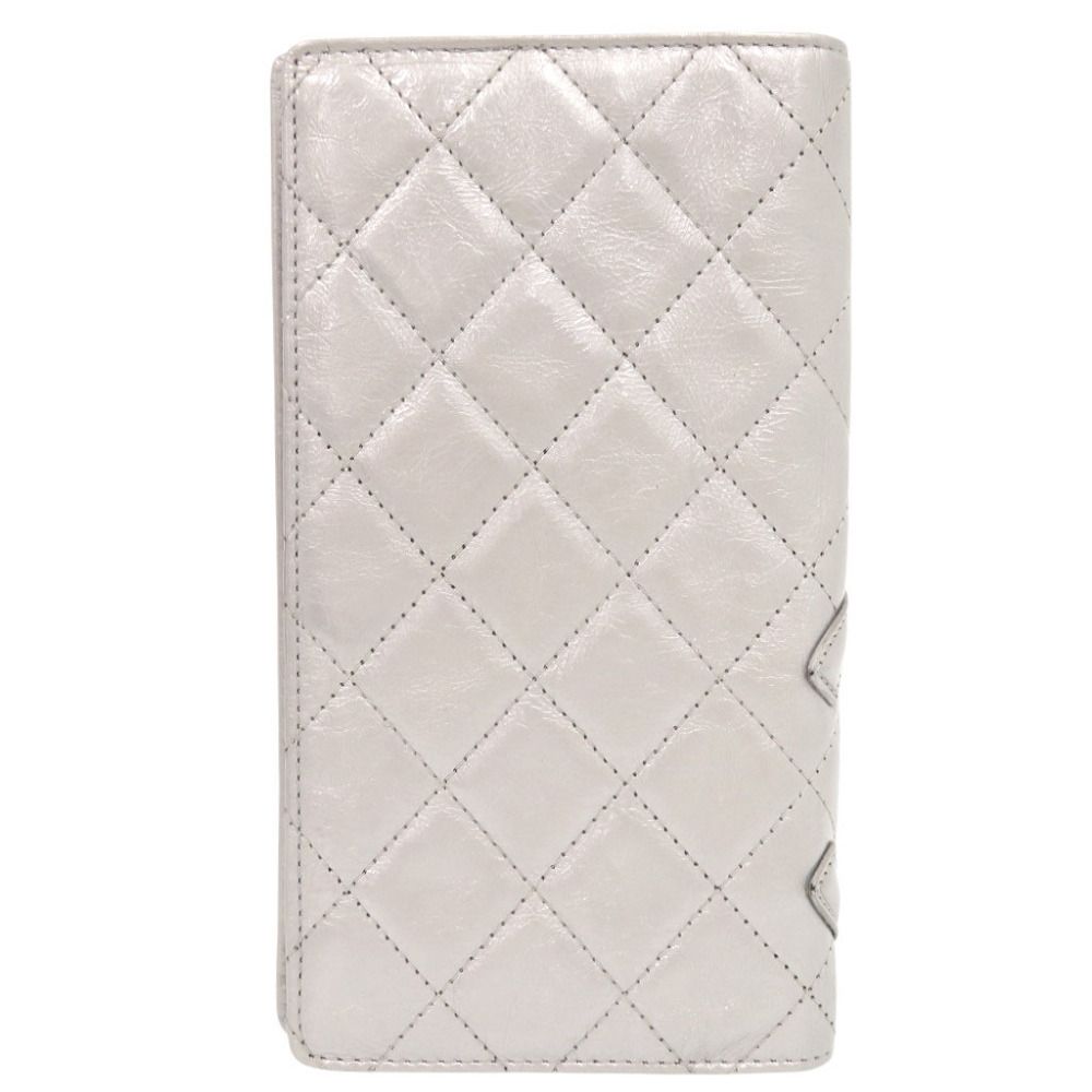 Chanel CC Logo Cambon Line Leather Silver Wallet — view 3