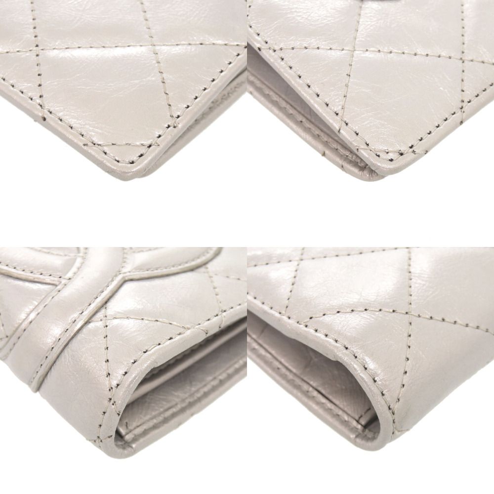 Chanel CC Logo Cambon Line Leather Silver Wallet — view 4