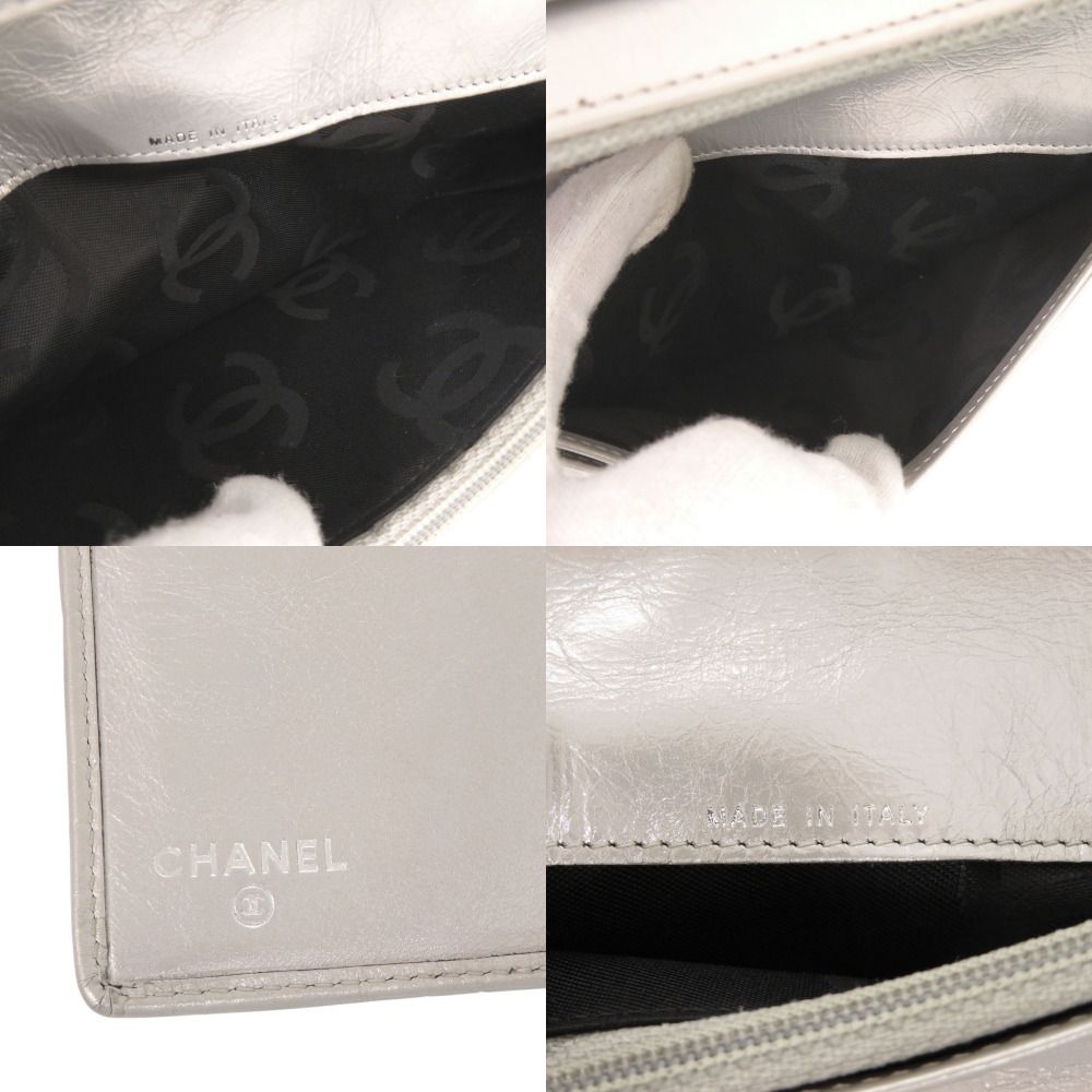 Chanel CC Logo Cambon Line Leather Silver Wallet — view 7